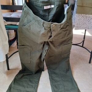 Belle by Kim Gravel Womens Green Cargo Pants
